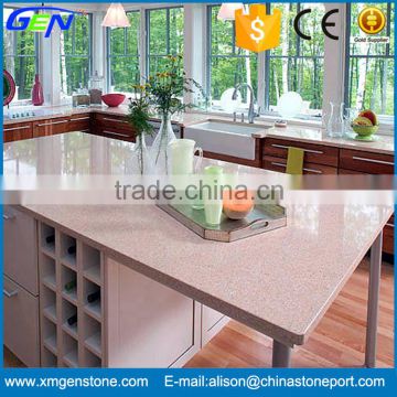 Light Beige Artificial Quartz Stone Polished Kitchen Countertop