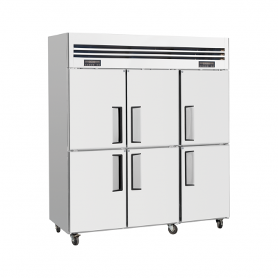 Refrigerador de cocina comercial de acero inoxidable con refrigeración por aire, con tres/seis puertas, con congelador y refrigerador para repostería