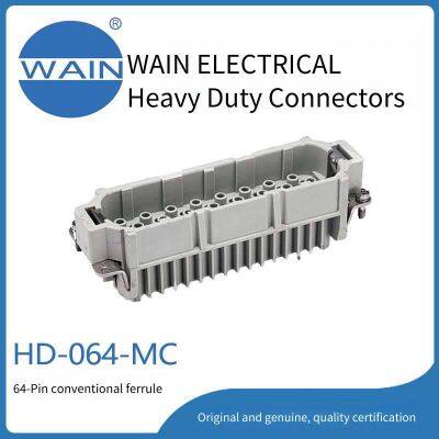 wain heavy-duty connector hd-064-mc insert with 64 pins, ultra-high density insert, rectangular connector, aviation plug