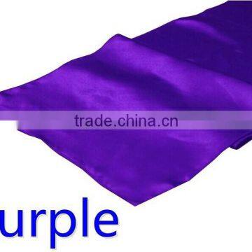 hot selling ployester satin table runner for wedding decoration, purple color