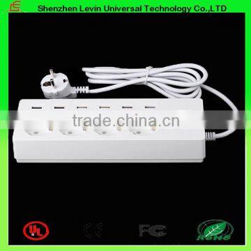 China Factory CE Cheap Extension Power Plug 6Gang 4 Port USB European Muti Extension Socket