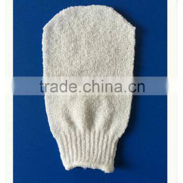 Nylon white round bath scrub mitt glove