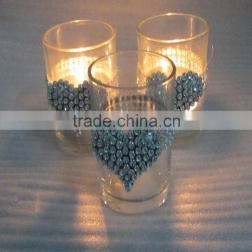 jewel heart shaped with clear glass votive holders