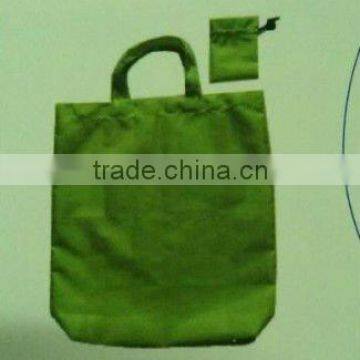 green handle polyester bag with pouch