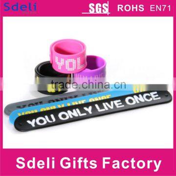 cheap print custom silicone slap wristband for promotion