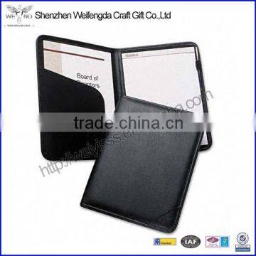 New Black Professional Storage Pockets Card Slots Leather Writing Pad Holder