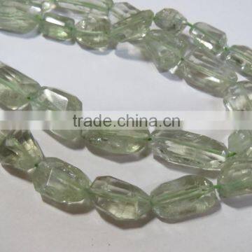 Green Amethyst Faceted Nuggets Natural Gemstone Beads photo-4