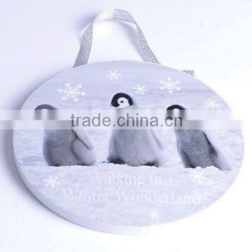 2014 new design heart and round shaped wooden Christmas hang plaque