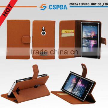 For Nokia Lumia 925 cell phone brown color wallet style leather case with stand