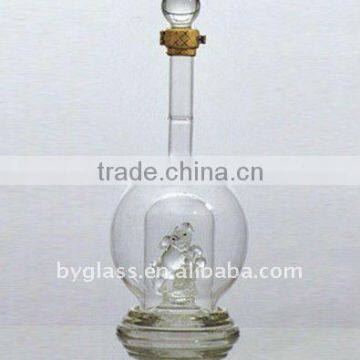 amimal borosilicate blown glass crystal wine bottle