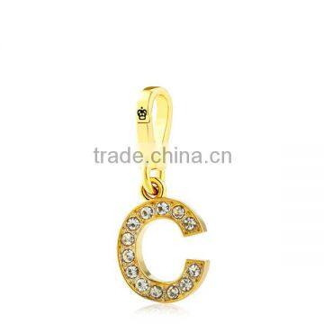 Gold Rhinestone Alphabet Charm Letter Pendant Alphabet Keychain photo-3