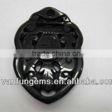 Black obsidian carving pendant