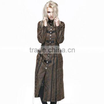 Y-548 Coffee color vintage washed women long coat wholesale clothing distributors for boutiques