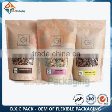 OEM Custom Printing Kraft Paper Bag With Window & Zipper photo-3