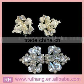 Flower Crystal Wholesale Silver Pair Buckle Brooch of Wedding Invitation Decorations photo-3
