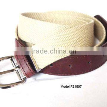 2015 Newest Canvas webbing Belt for lady with leather tab