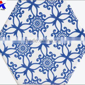 Tranditonal China blue and white art flower tile