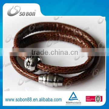 Magnetic genuine Leopard leather bracelet