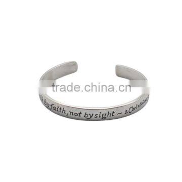 Fashion Friendship Stainless Steel Cuff Bracelet Bangle With Engraved Words photo-4