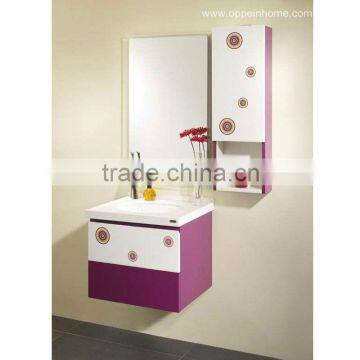 Modern Lacquer Pink Bathroom Cabinet Furniture Set