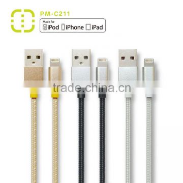 customized braided mfi cable with metal housing