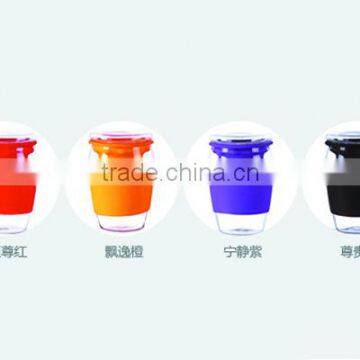 Special Design Pyrex Glass Teacup With Insulating Rubber Heat Resistant Flower Tea Cup 450ml Glass Tea Kettle 6 Color Design photo-5