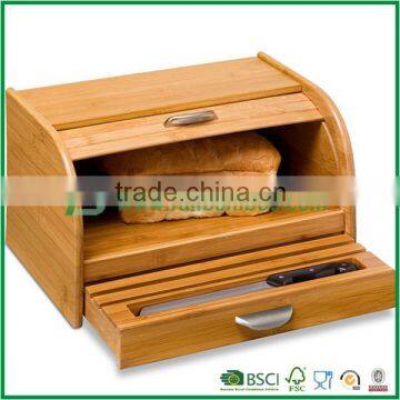 Bamboo bread bin with knife tray