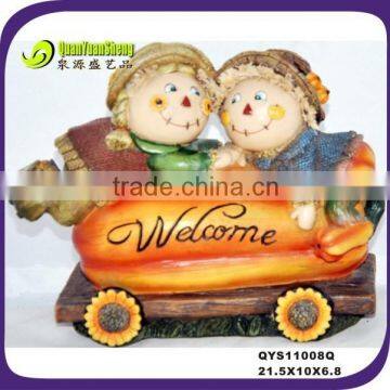 polyresin autumn harvest fall scarecrow welcome statue