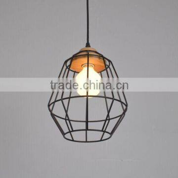 edison industrial cage light black mini wood pendant light