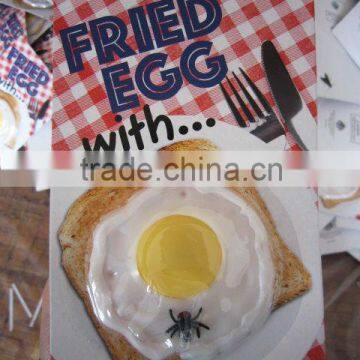 CHEAP Omelette with a fly toy bulk packing 7.5cm(d) 1pcs/ blister card for baby's development cooked fired eggs