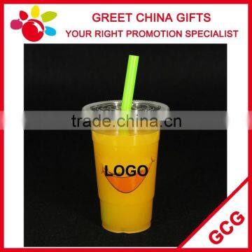 Promotional Custom Logo Disposable Clear Plastic Cup with Flat Lid PP Beverage Juice Cup                        
                                                Quality Choice