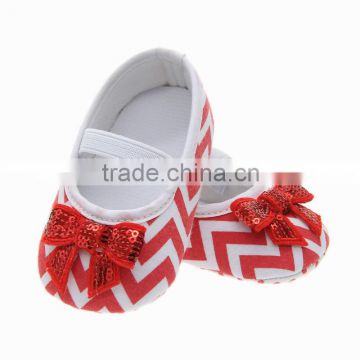 Manufacturers selling Mens White Red Stripe Cotton sequined bow female baby toddler shoes hs718