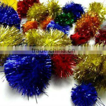 Glitter/tinsel pom poms Cat toy