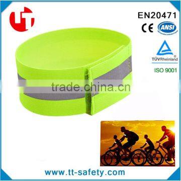 high visibility green hook and loop elastic band reflective arm band