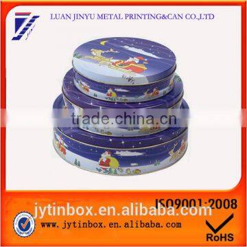 2015 new design vintage three layers round tin box set