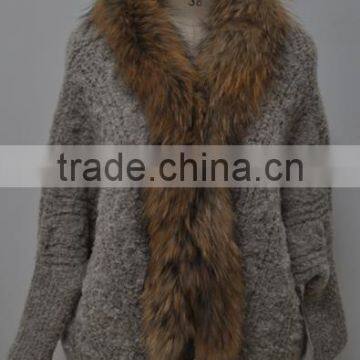 women fashion raccoon fur trimming coat LK16F093