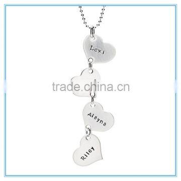 Fashion Hearts Stainless Steel Necklace for Four Names