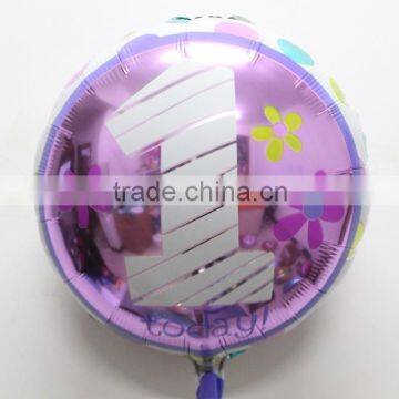 18 inch China made wholesale high quality 1st birthday supplies aluminum foil balloon