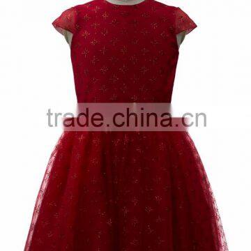 CRIMSON RED BELTED PARTY DRESS