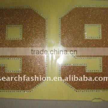 number design of heat transfer glitter rhinestones