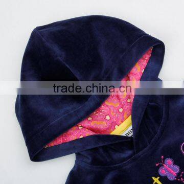 2-6y (FG4448) Navy 2015 Owl Applique Children Clothing Sets Nova Kids Wear Fleece Winter Girls Clothing Sets With Hoodies photo-3