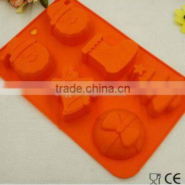 6 Caviity Santa and Stocks Shape Silicone Cake Mould Muffin Cup Soap Mould Chocolate Mould Baking Tray