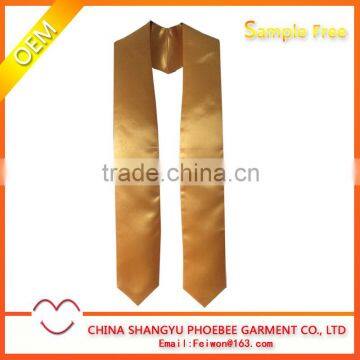 Hot Sale Cheap Plain Satin Gold Graduation Stoles