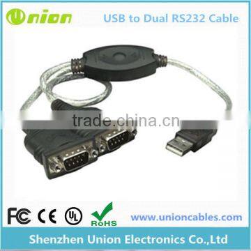 Windows 7-8 Dual Plug & Play RS232 Ports USB To Serial Converter