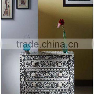 Black Bone Inlay Chest of Drawer/Dresser