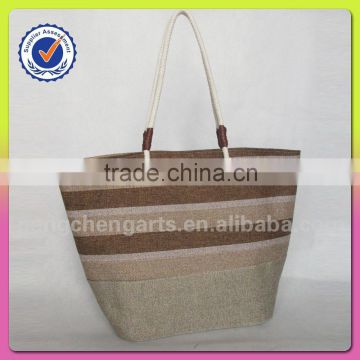 women tote bag polyester stripe shoping handbags cotton handle