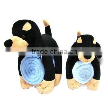 JM8366-3 children blanket with plush toy dog