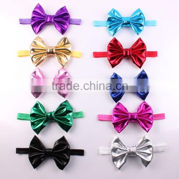 Newest Baby Messy Metallic Colors Bowknot Big Bow Hairband Kids Headband Turban Stretch