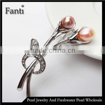 Model brooch freshwater pearl beaded brooche pin wholesale