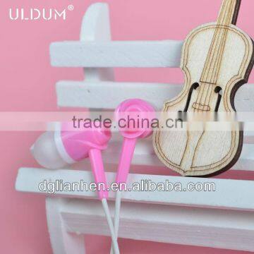 ULDUM 2013 special design girls gift headphone with mic plastic promotional wholesale earphone ear buds mp3 earpiece